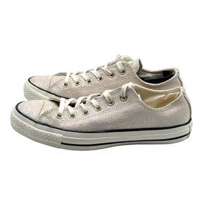 CONVERSE Chuck Taylor All Star Silver Glitter Sneakers - Women's Size 9